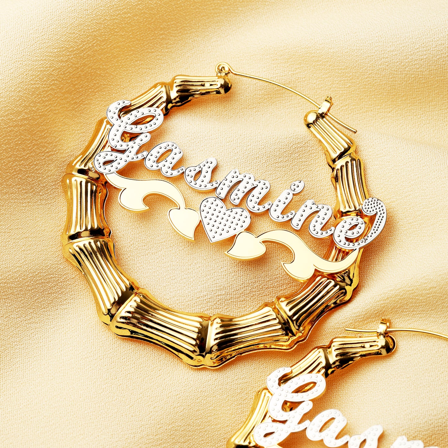 Bamboo Hoop Name Earrings