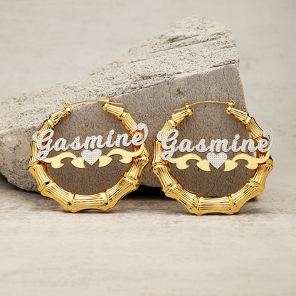 Bamboo Hoop Name Earrings