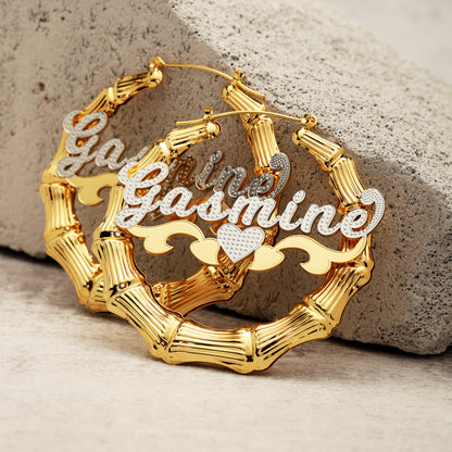 Bamboo Hoop Name Earrings