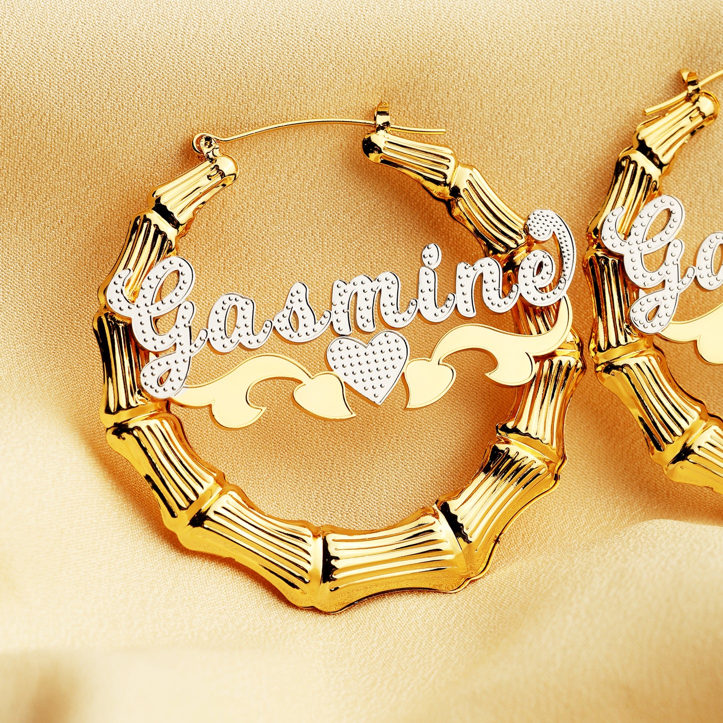 Bamboo Hoop Name Earrings