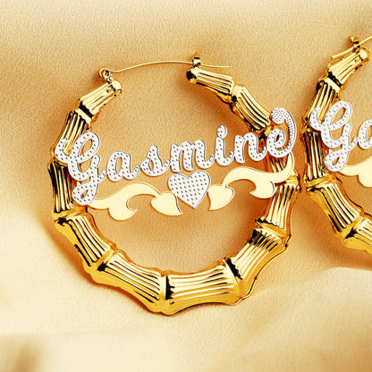 Bamboo Hoop Name Earrings