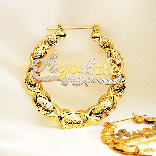Heart shaped name earrings