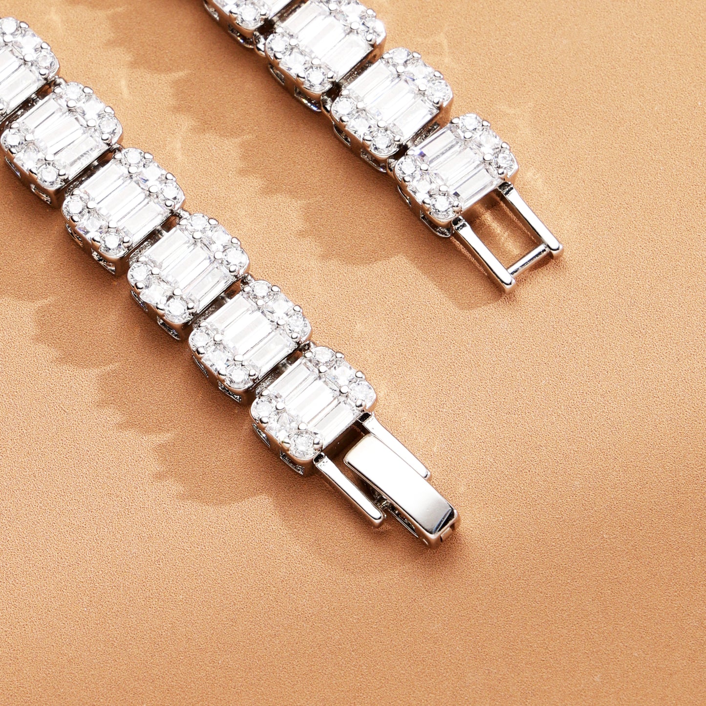 9mm Iced Out  Baguette Cluster Chain White Gold