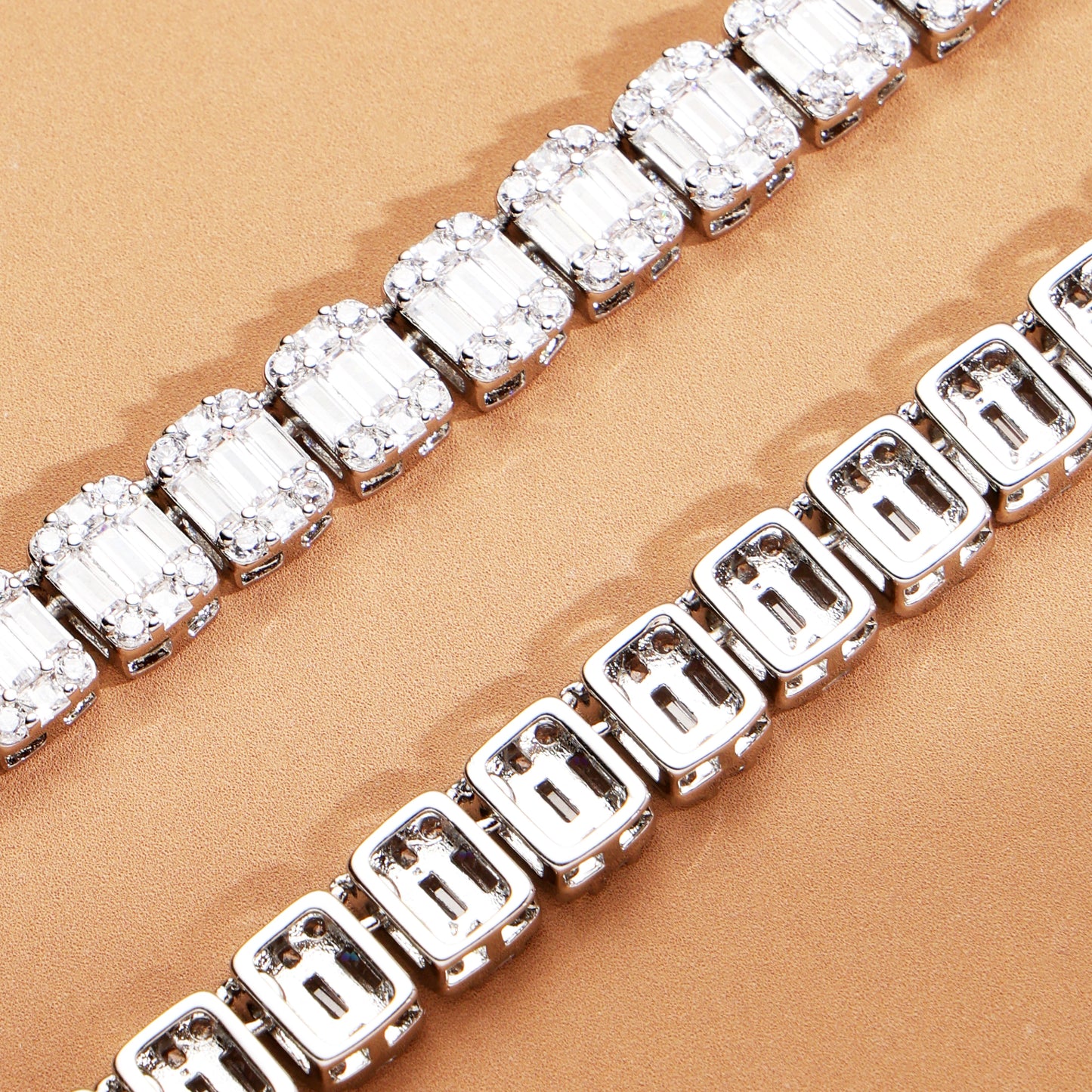 9mm Iced Out  Baguette Cluster Chain White Gold