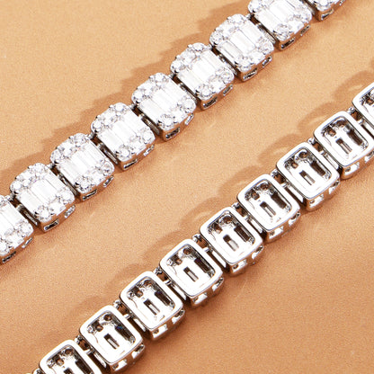 9mm Iced Out  Baguette Cluster Chain White Gold