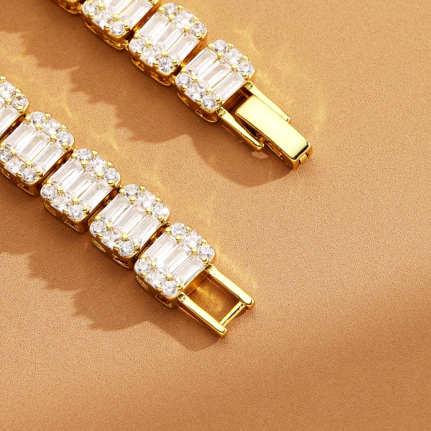 9mm Iced Out  Baguette Cluster Chain 18K Gold