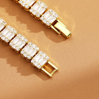9mm Iced Out  Baguette Cluster Chain 18K Gold