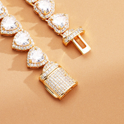 10mm Iced Out White Heart Chain