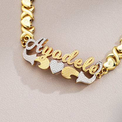 Custom Name Bracelet - Stylish Heart Design