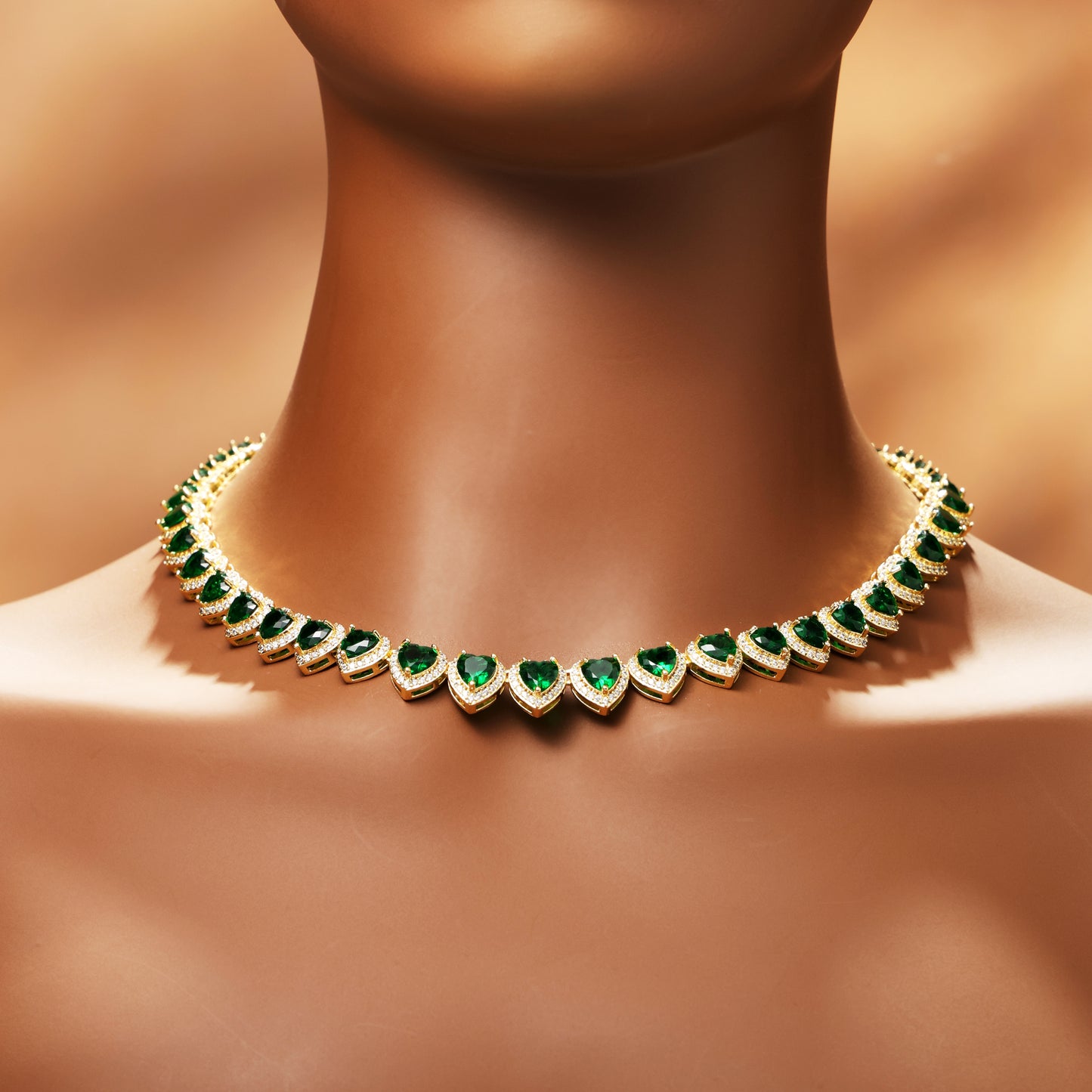 10mm Iced Out  Green Heart Chain