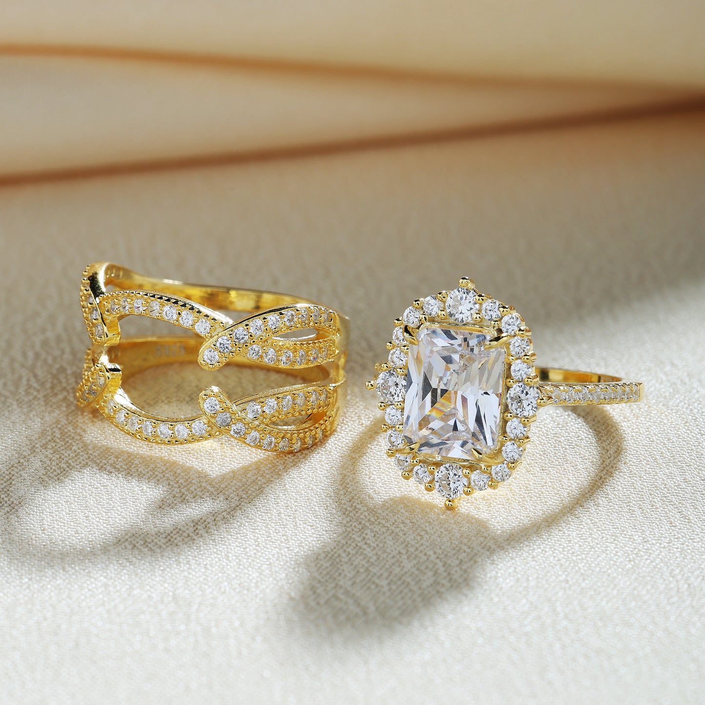 Vintage Halo Radiant Cut Insert Ring