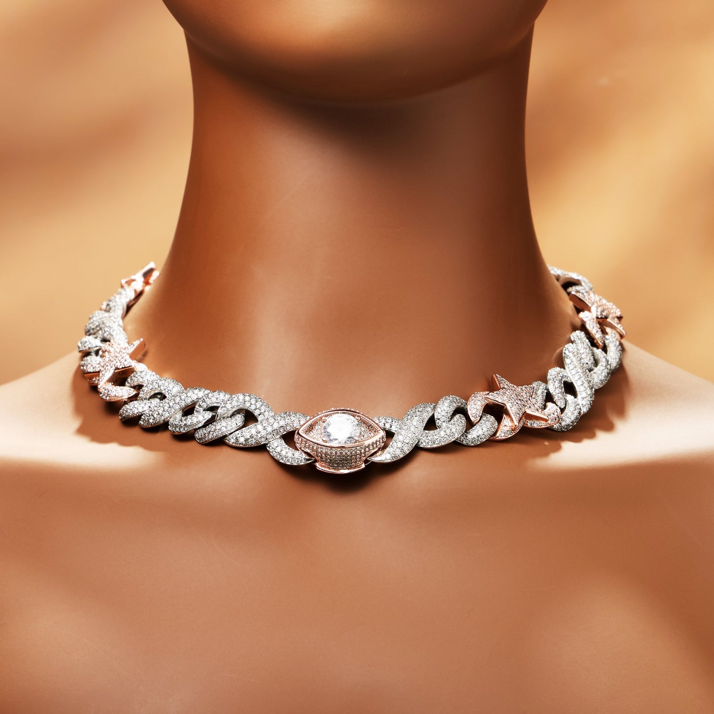 16mm Two-tone Star and Demon Eye Cuban Chain