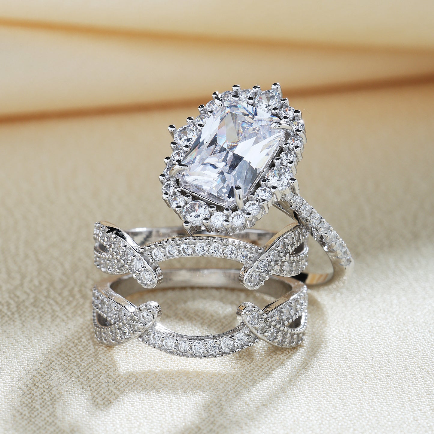 Vintage Halo Radiant Cut Insert Ring