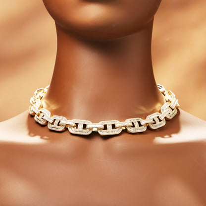 15MM Baguette Miami Cuban Link Chain 18K Gold