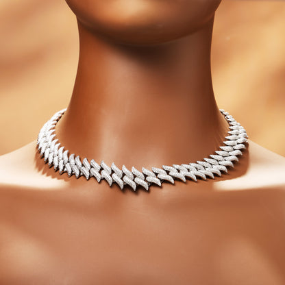 17MM Mustache Choker Miami Cuban Link Chain White Gold