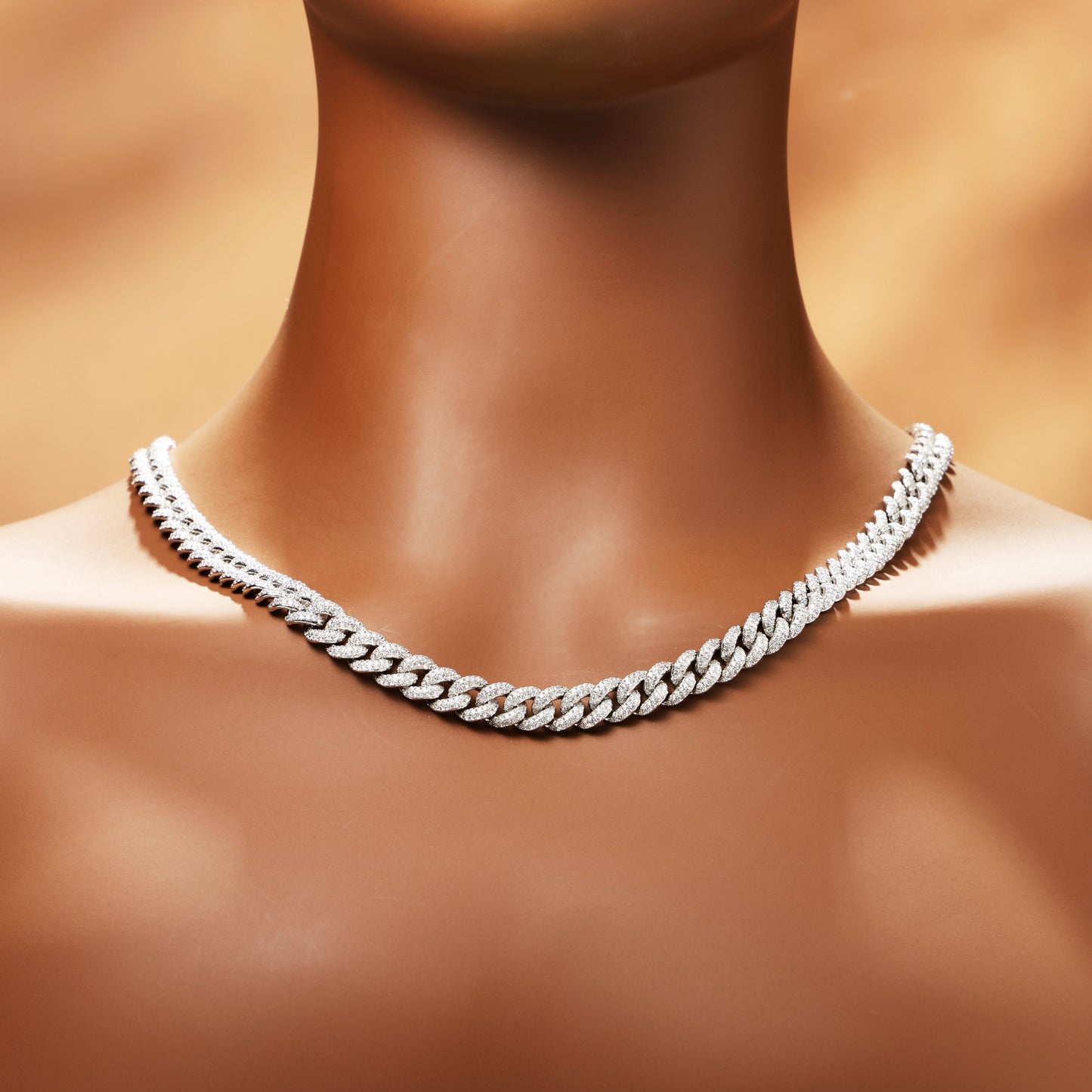 9MM Ice Out Cuban Link Chain White Gold