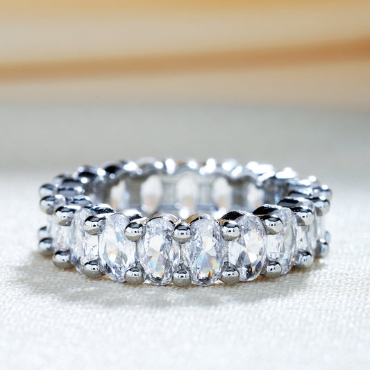 Gold Plated Oval Cubic Zirconia Love Ring