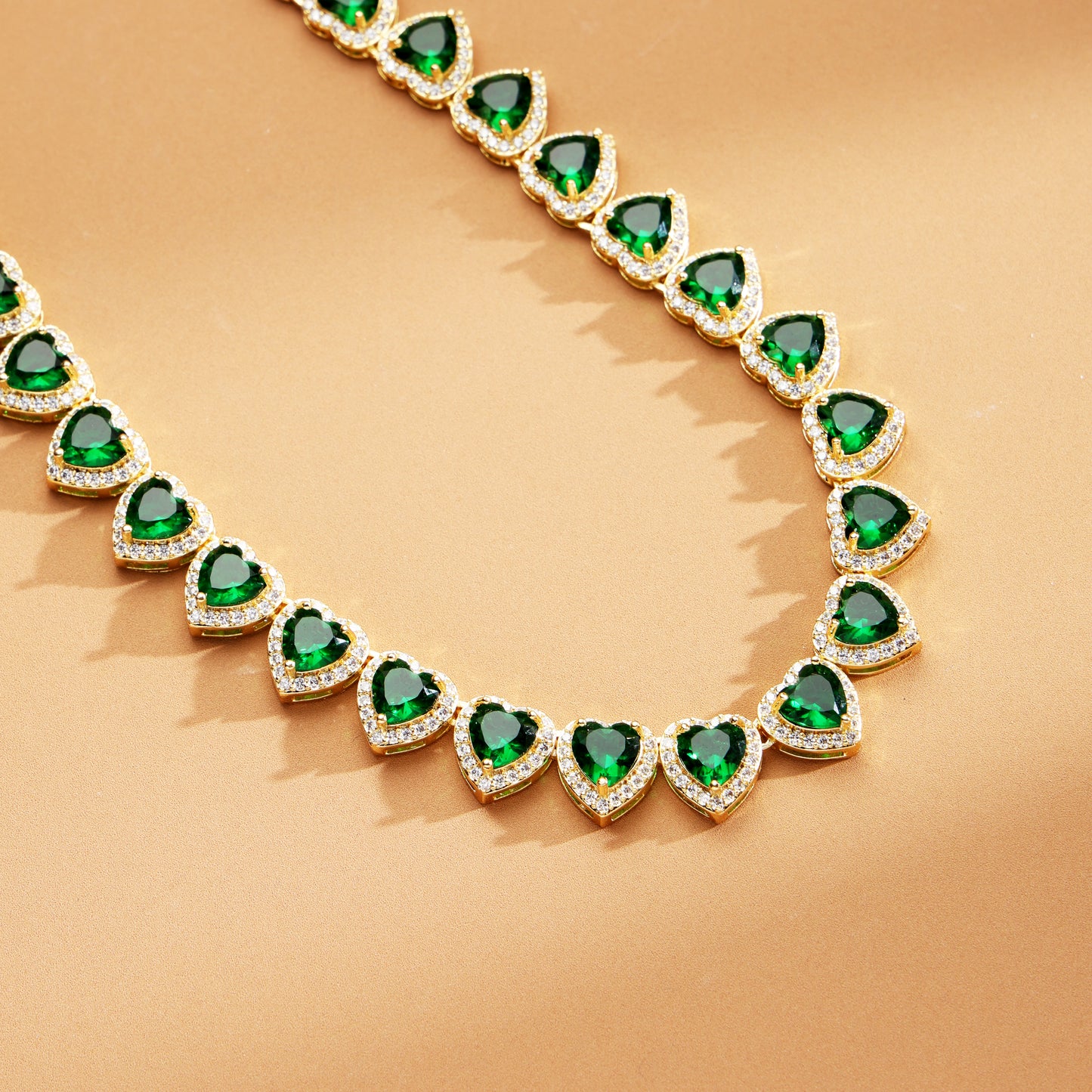 10mm Iced Out  Green Heart Chain