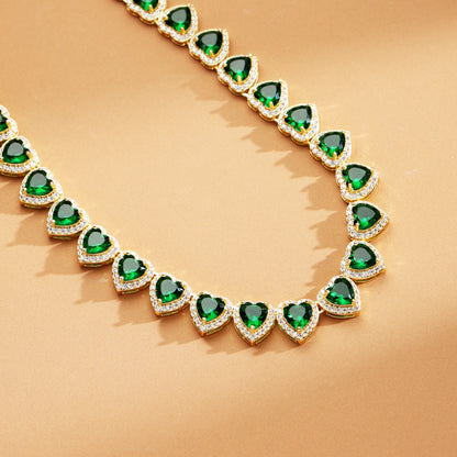 10mm Iced Out  Green Heart Chain