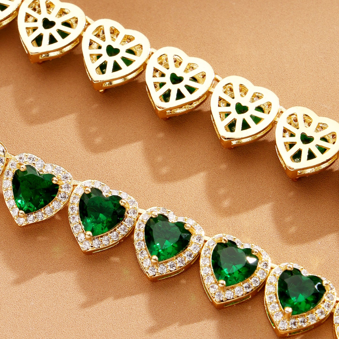 10mm Iced Out  Green Heart Chain