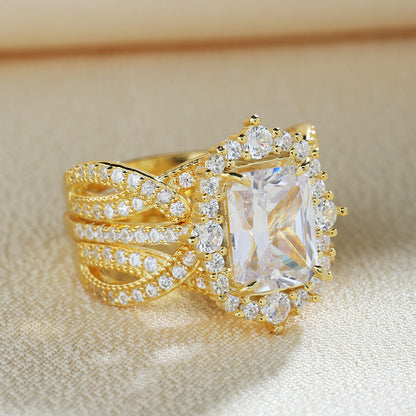 Vintage Halo Radiant Cut Insert Ring