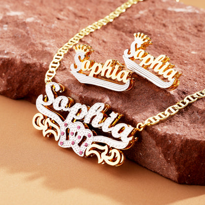 Personalized Crown Name Jewelry Set
