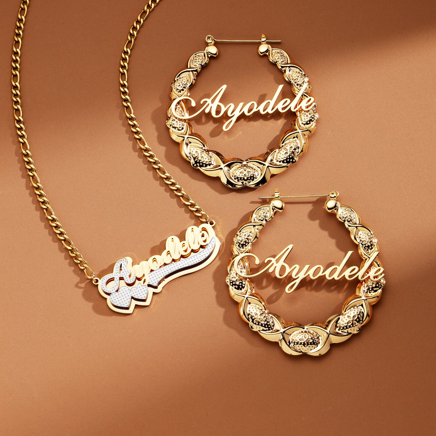 Customized Letter Necklace and Earring Set
