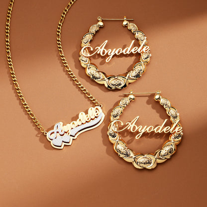 Customized Letter Necklace and Earring Set