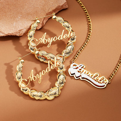 Customized Letter Necklace and Earring Set