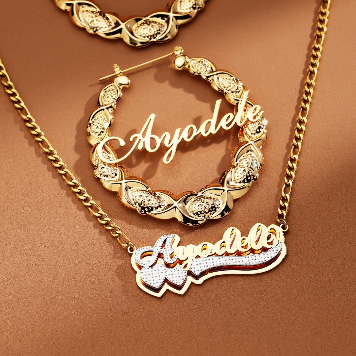 Customized Letter Necklace and Earring Set