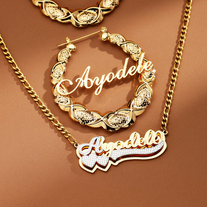 Customized Letter Necklace and Earring Set