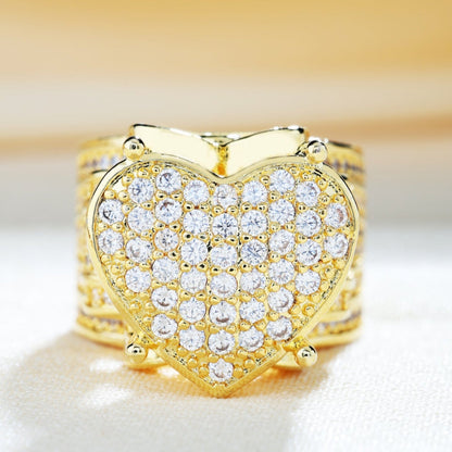 Hand-set silver heart-shaped ring set