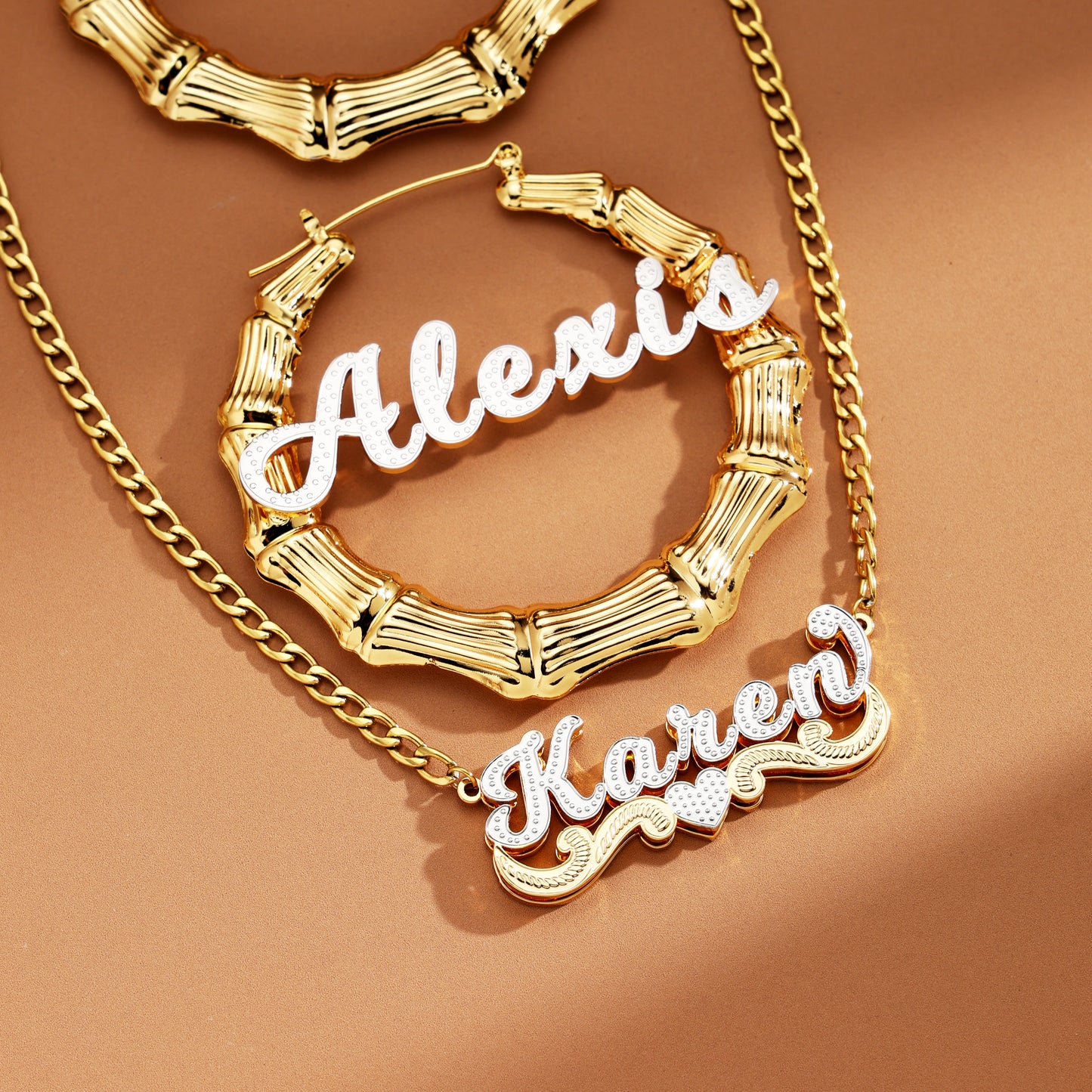 Serene Bamboo Hearts Custom Jewelry Set