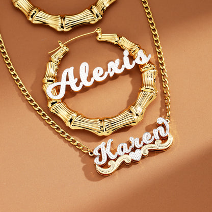 Serene Bamboo Hearts Custom Jewelry Set
