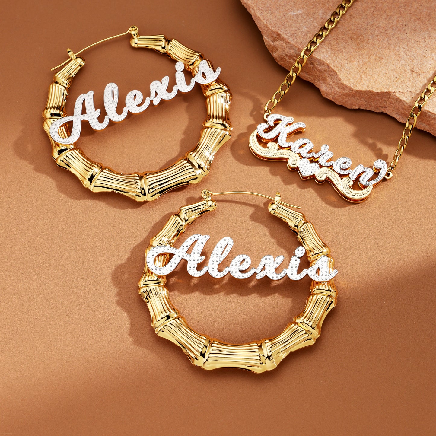 Serene Bamboo Hearts Custom Jewelry Set