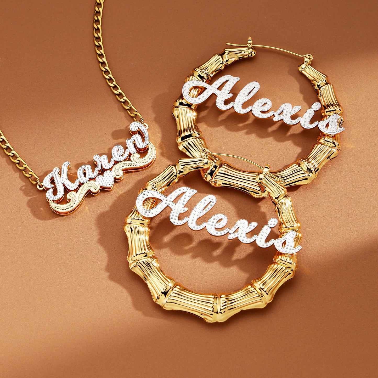 Serene Bamboo Hearts Custom Jewelry Set