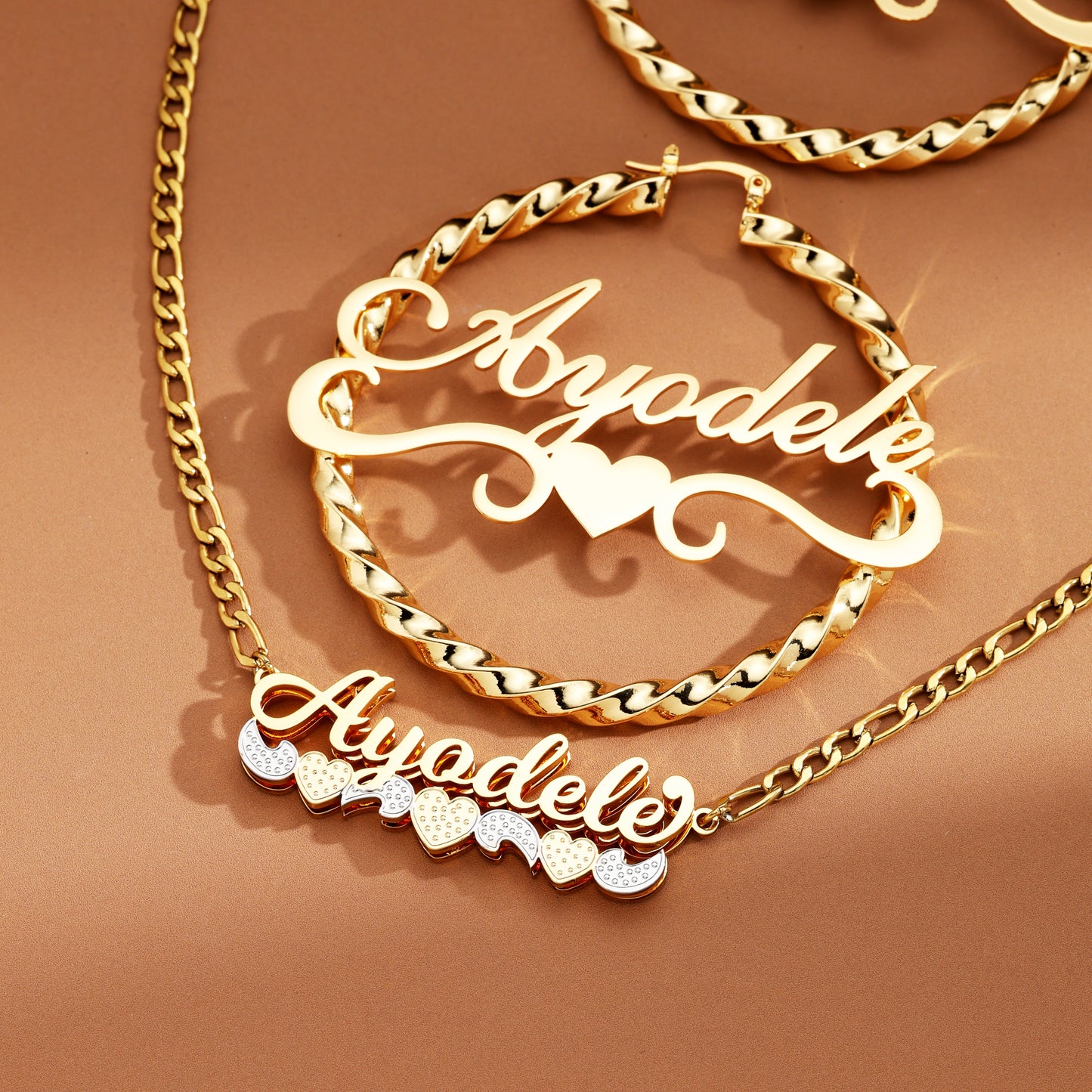 Twisted Heart Custom Name Jewelry Set