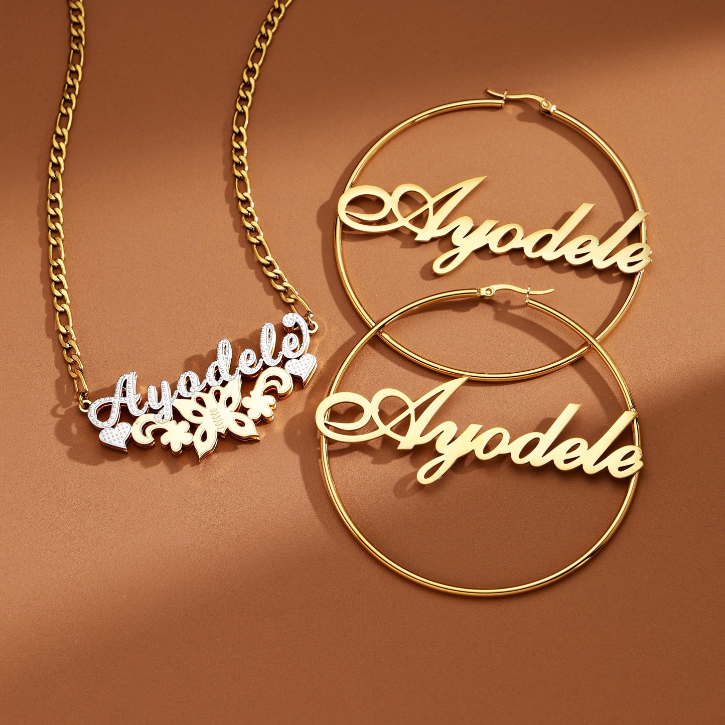 Butterfly Heart Custom Name Jewelry Set