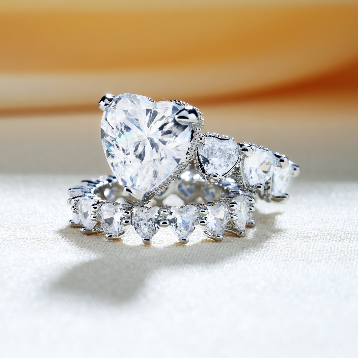 Two-Piece New Heart Ring Set