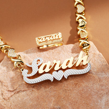 Classic Heart Custom Name Ring and Necklace