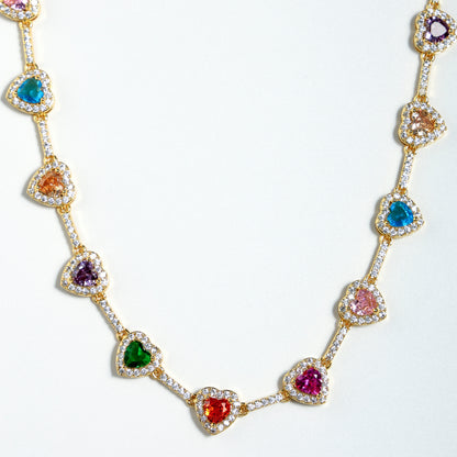 Heart Shaped Colorful Synthetic Decorated Necklace