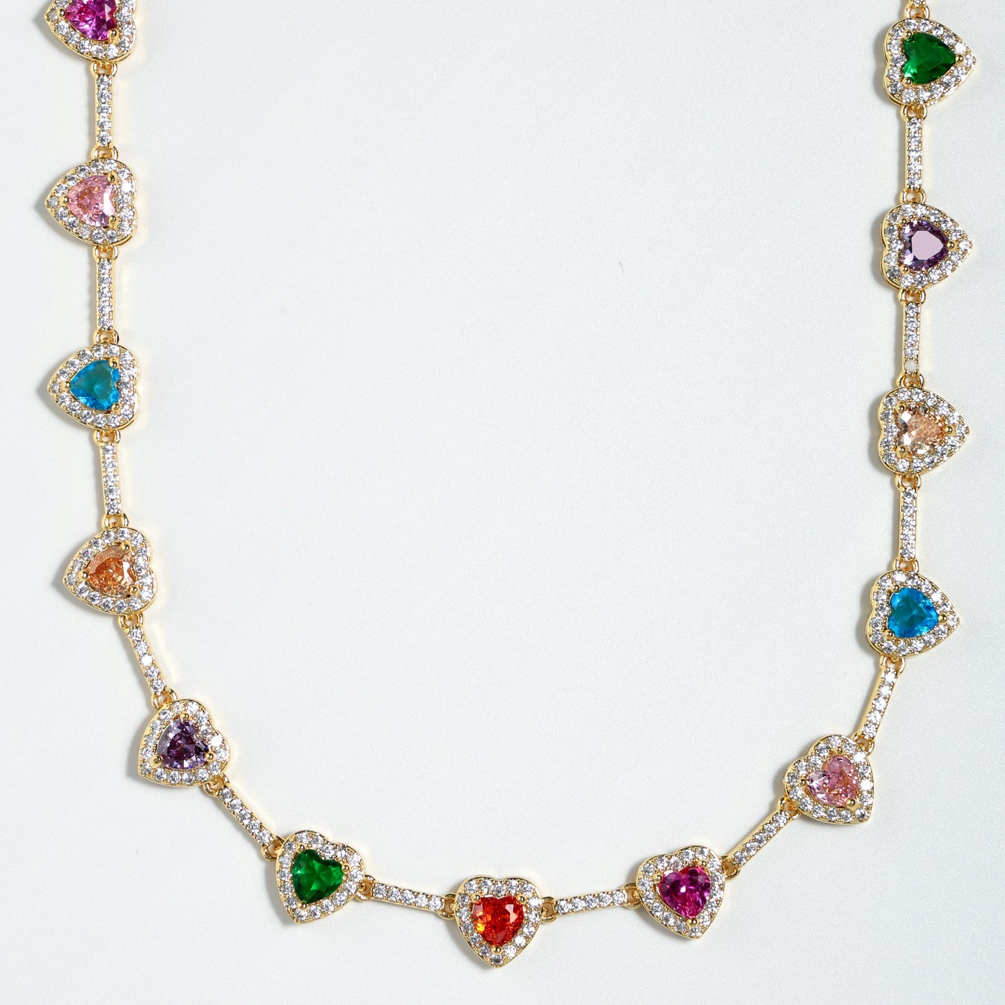 Heart Shaped Colorful Synthetic Decorated Necklace