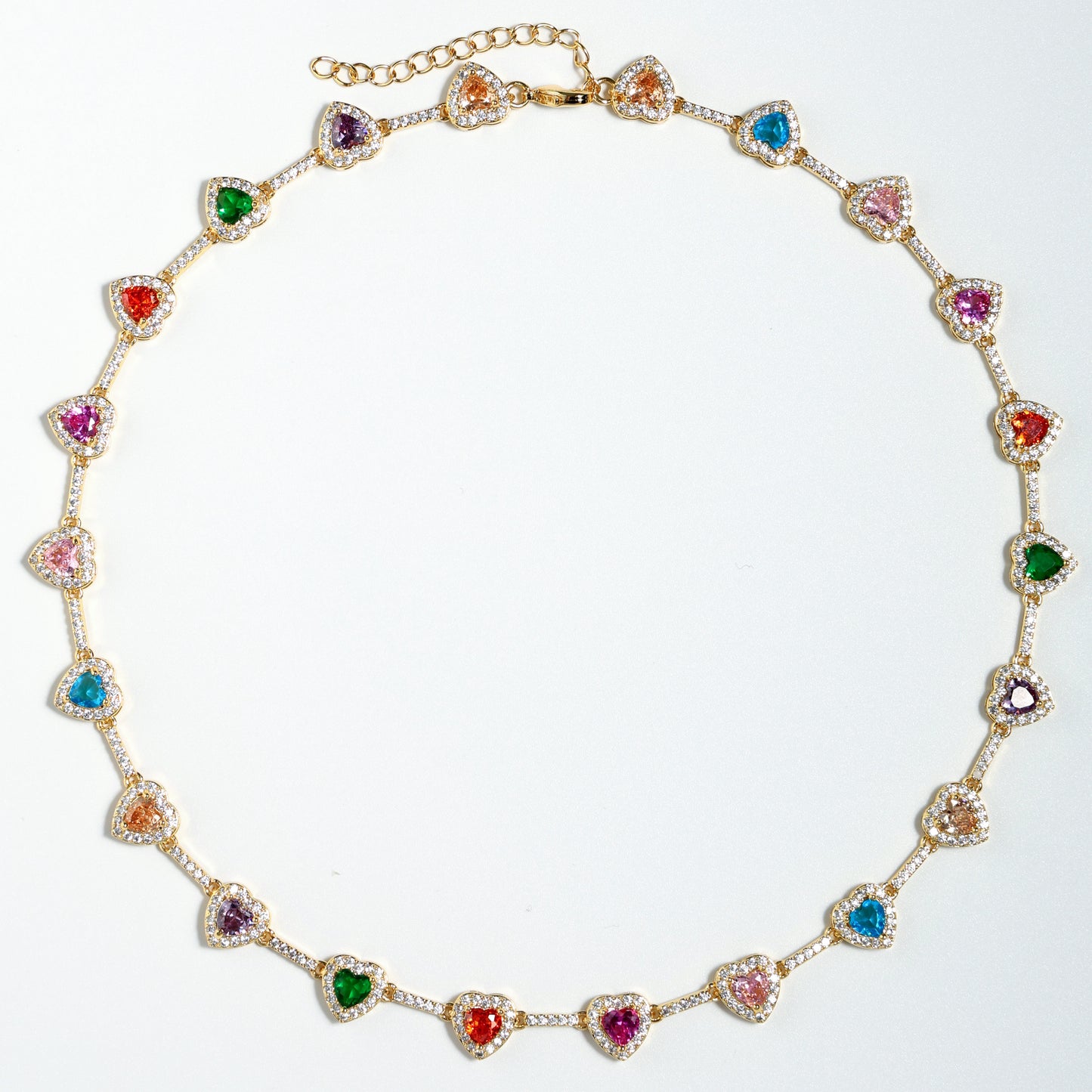 Heart Shaped Colorful Synthetic Decorated Necklace