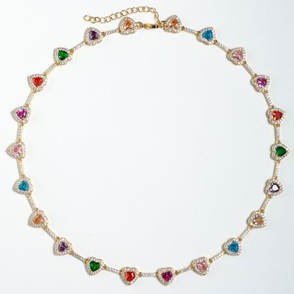 Heart Shaped Colorful Synthetic Decorated Necklace