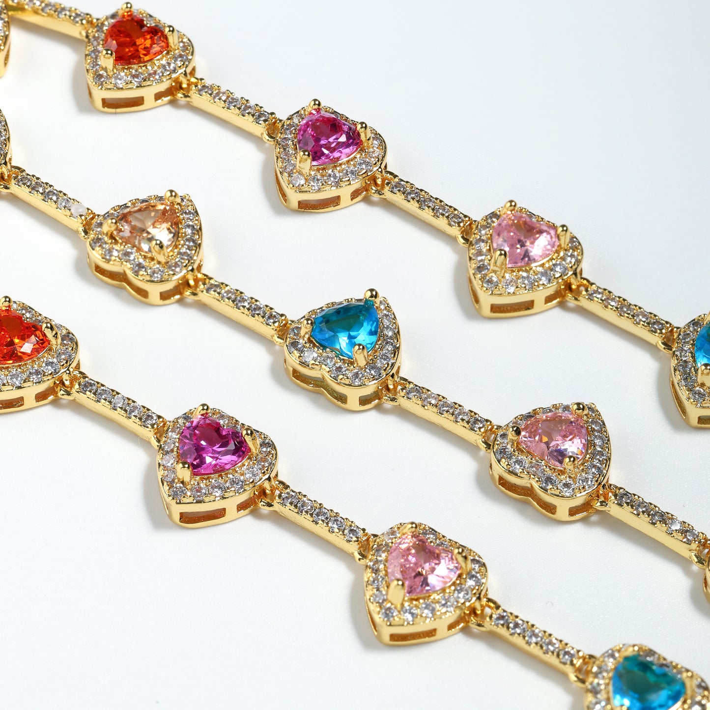 Heart Shaped Colorful Synthetic Decorated Necklace