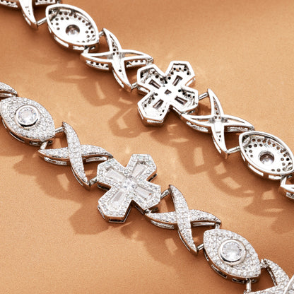 16mm Cross and Demon Eye Cuban Chain