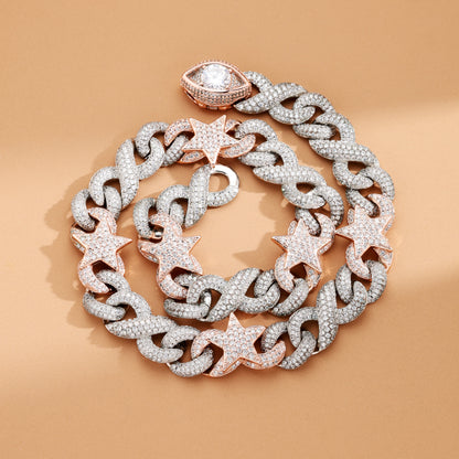 16mm Two-tone Star and Demon Eye Cuban Chain