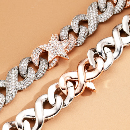 16mm Two-tone Star and Demon Eye Cuban Chain