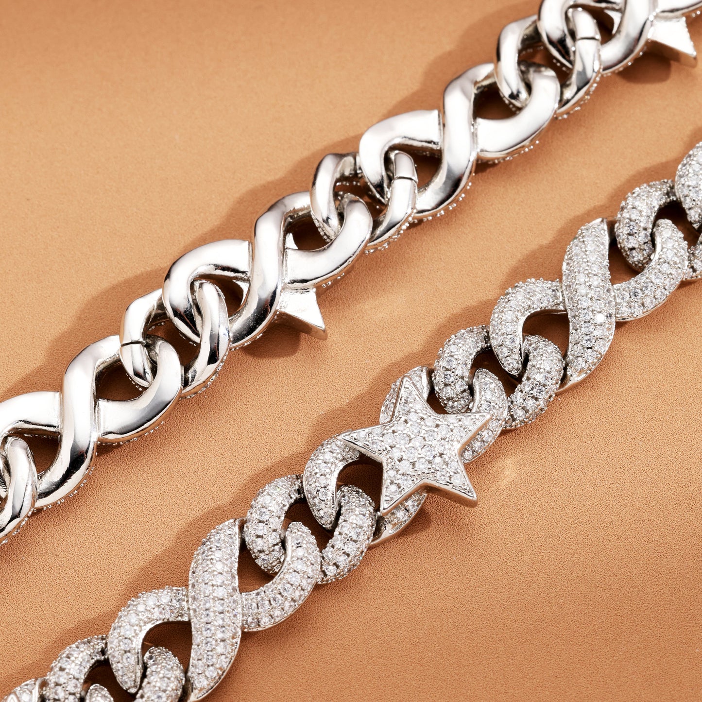16mm Star and Demon Eye Cuban Chain White Gold