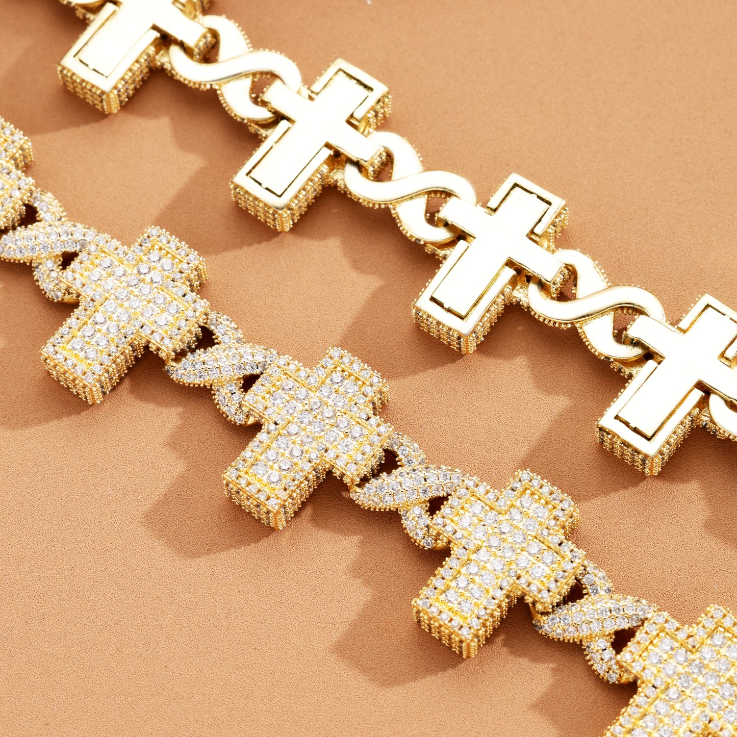 16MM Baguette Infinity Link Chain 18K Gold